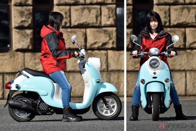 夜道雪のチャレンジバイク道 人気マンガ ゆるキャン に登場する50cc原付スクーター Vino ビーノ のスペシャルカラーに乗ってみました バイクのニュース 夜道雪のチャレンジバイク道 人気マンガ ゆるキャン に登場する50cc原付スクーター Vino ビーノ のスペシャルカラーに乗ってみました バイクのニュース