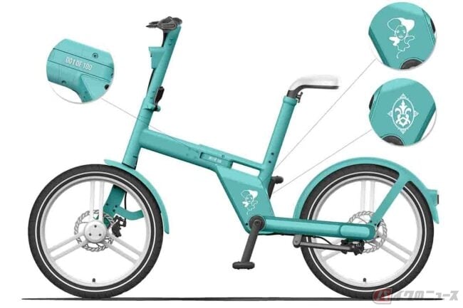 HONBIKEデヴィ夫人オリジナルカラー　電動折りたたみ自転車 100台限定！ デヴィ夫人がデザインしたDewi Blueの電アシ