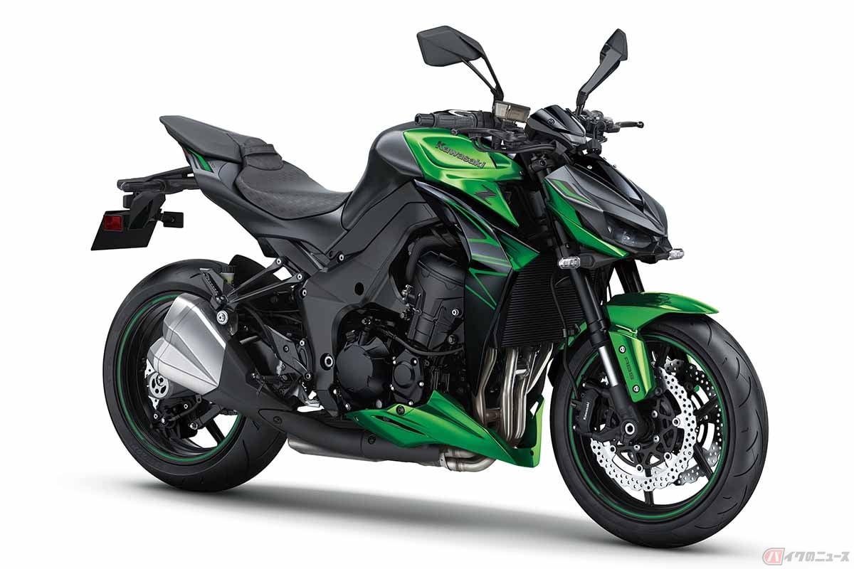 カワサキ「Z1000」最新モデル(メタリックマットカーボングレー×エメラルドブレイズドグリーン)