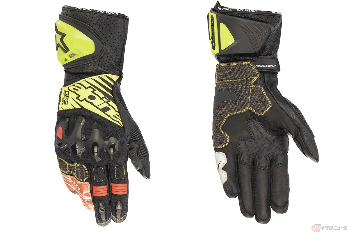 アルパインスターズ「GP TECH v2 GLOVE(ブラックイエローフルオホワイトレッドフルオ)」