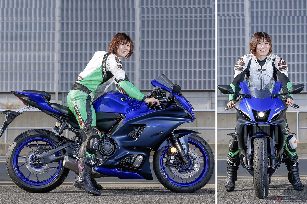 ヤマハ「YZF-R7 ABS」の足つき性(筆者の身長165㎝)