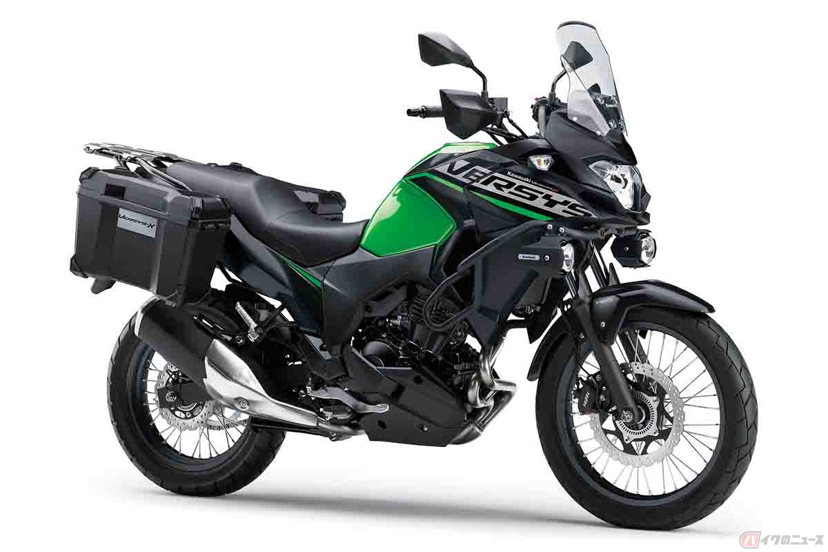 カワサキ「VERSYS-X 250 TOURER」2022年モデル(キャンディライムグリーン×メタリックフラットスパークブラック)