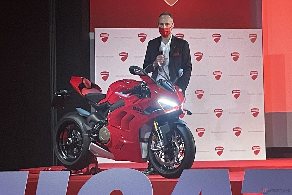 ドゥカティジャパンが開催した新型モデル記者発表会で登壇したマッツ・リンドストレーム社長