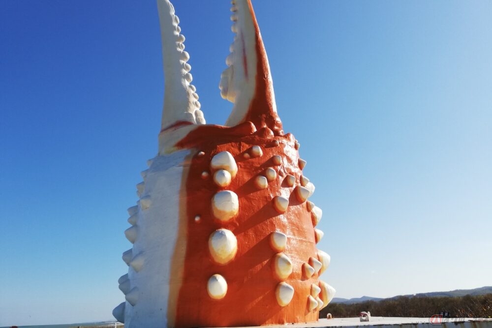 「北海道立オホーツク流氷科学センター」の敷地内に設置されている巨大な「カニの爪」