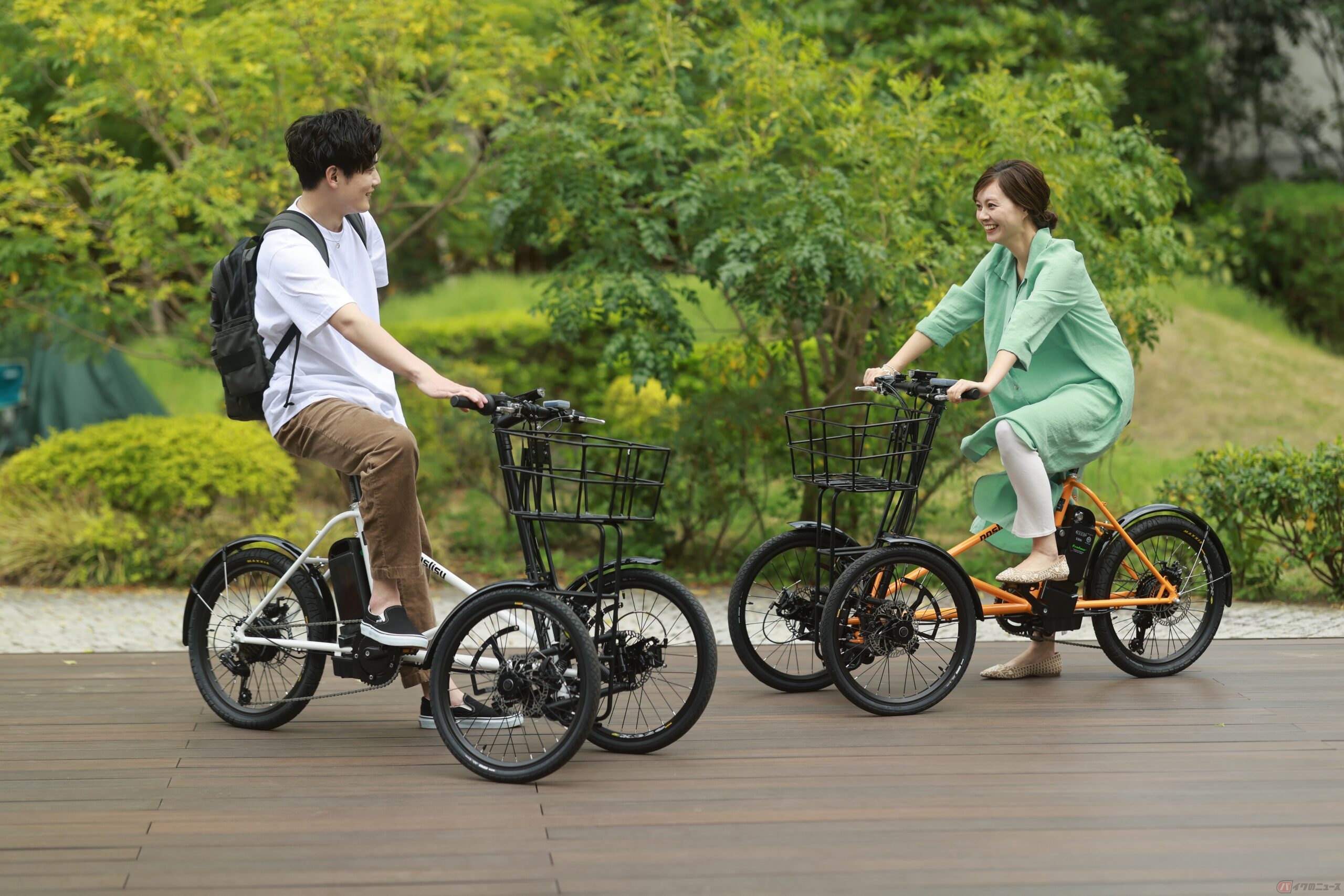 カワサキの電動3輪「noslisu(ノスリス)」(電動アシスト自転車仕様)