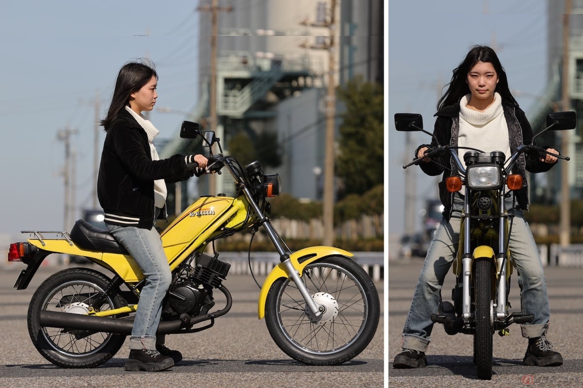 身長(156cm)の私でもシート高が700mのラクーンは両足のカカトまでしっかりと地面に着きます