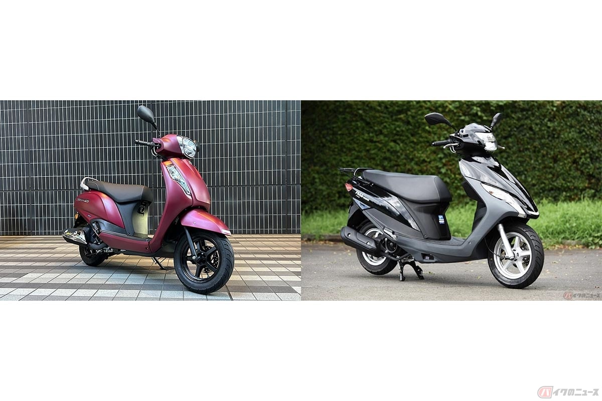 スズキ「アドレス125」最新モデル(左)と従来モデル