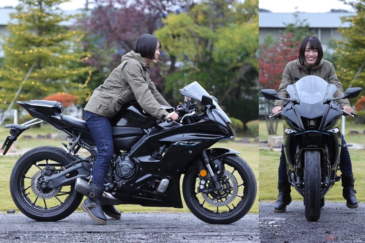 YZF -R7のシート高は835cmで身長158cmの足つきは、両足だと、地面についたりつかなかったり…