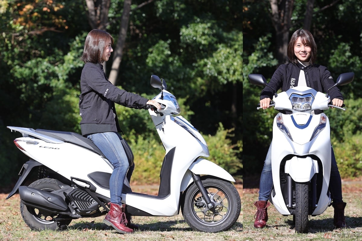 リード125のシート高は760mm、身長160cmの私が跨ると両足の踵が浮く程度