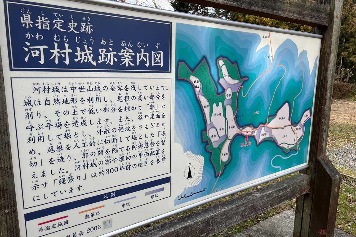 遺構の案内は随所に設置されているので、内容や地形、歴史などを理解しやすい