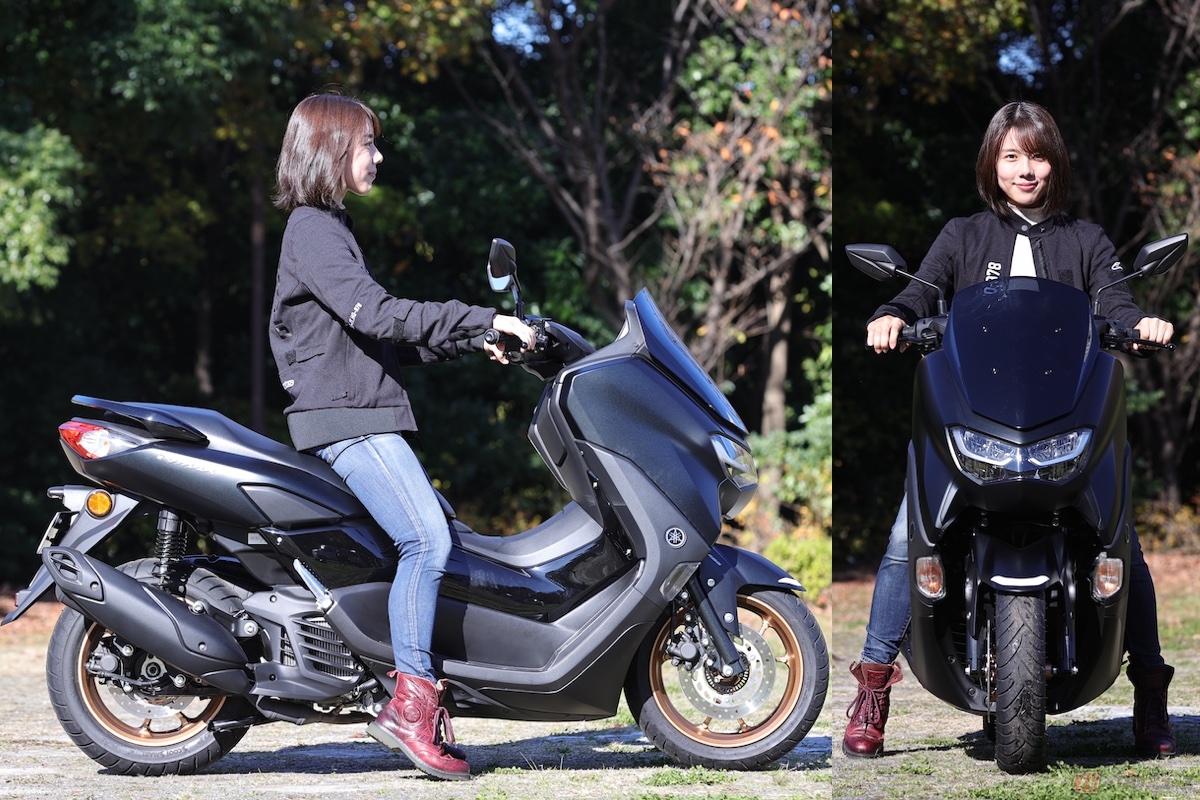 シート高は765mmで身長160cmが跨るとこんな感じです