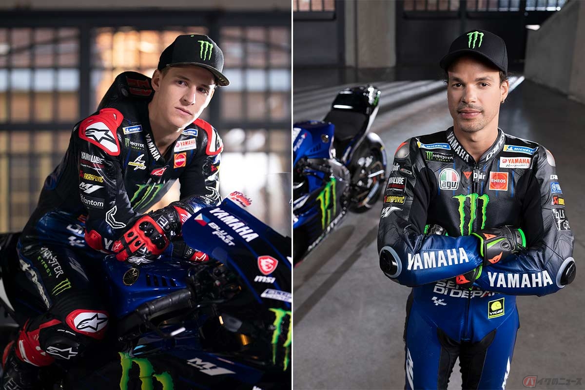 左：ファビオ・クアルタラロ選手（1999年4月.20日生まれ。フランス。2021年チャンピオン）／右：フランコ・モルビデリ選手（1994年12月4日生まれ。イタリア。昨年、ヤマハのファクトリーチームに加入）