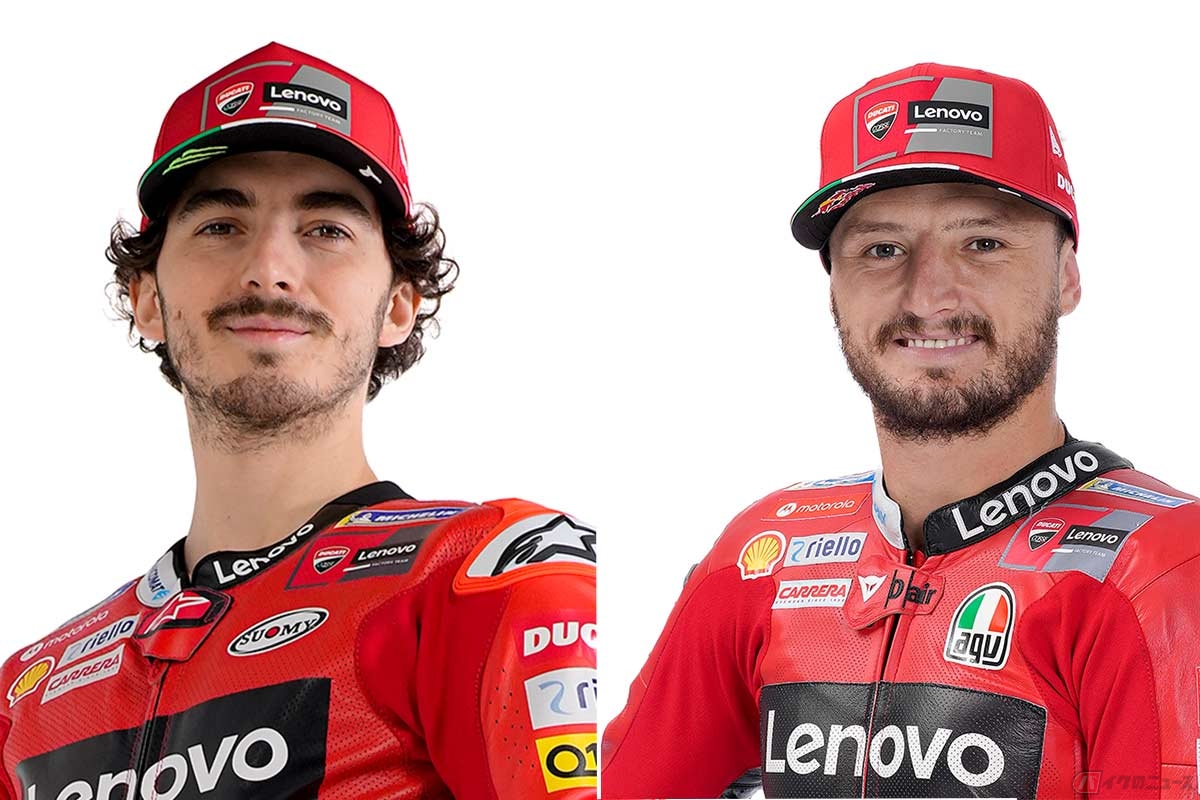 左：フランチェスコ・バニャイア選手（1997年1月14日生まれ。イタリア。2021年ランキング2位）／右：ジャック・ミラー選手（1995年1月18日生まれ。オーストラリア。2021年は2勝を挙げてランキング4位を獲得）