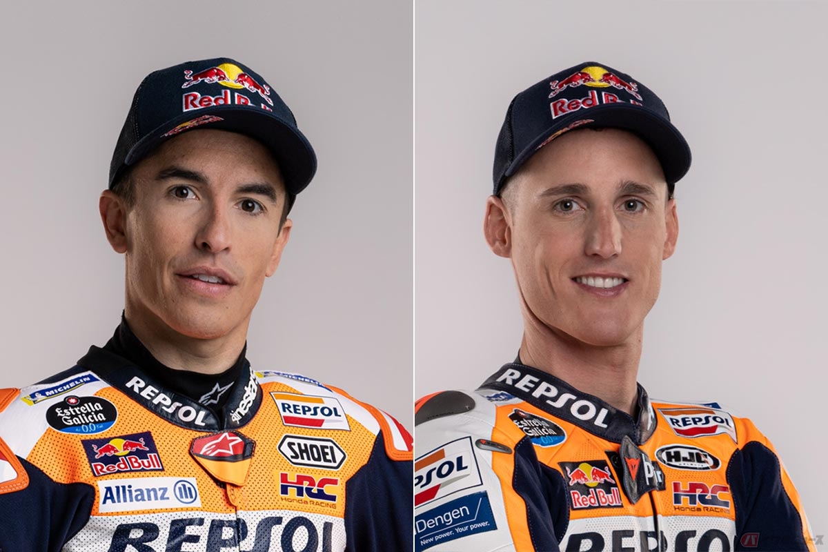 左：マルク・マルケス選手（1993年2月17日生まれ。スペイン。最高峰クラスで6度のチャンピオンを獲得）／右：ポル・エスパルガロ選手（1991年6月10日生まれ。スペイン。2021年にKTMからホンダへ移籍）