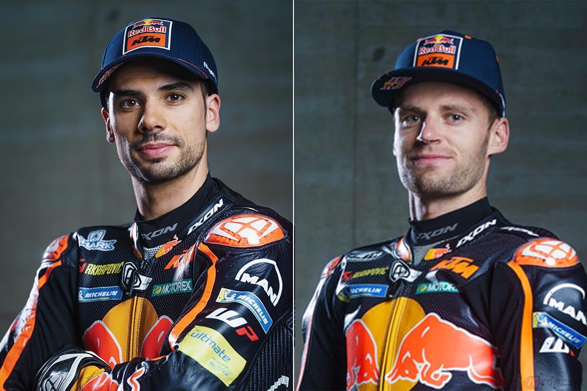 左：ブラッド・ビンダー選手（1995年8月11日生まれ。南アフリカ。2020年チェコGPで南アフリカ人初の最高峰クラス優勝を果たす）／右：ミゲール・オリベイラ選手（1995年1月4日生まれ。ポルトガル。2021年シーズンは1勝と2度の2位表彰台を獲得）