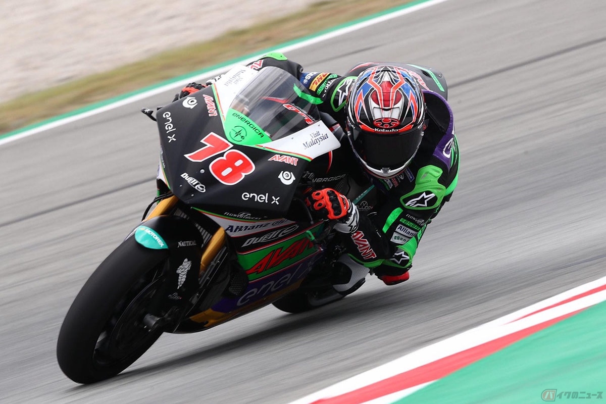 MotoEワールドカップ2021に参戦する大久保光選手の様子