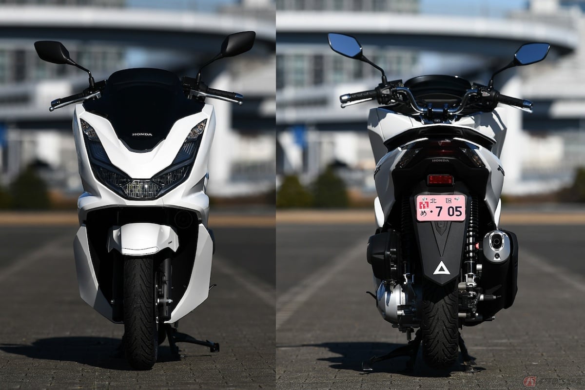 ホンダ「PCX」の場合、全幅が740mmあるため、左右にそれぞれ15mm、合計770mmが法律違反とならない