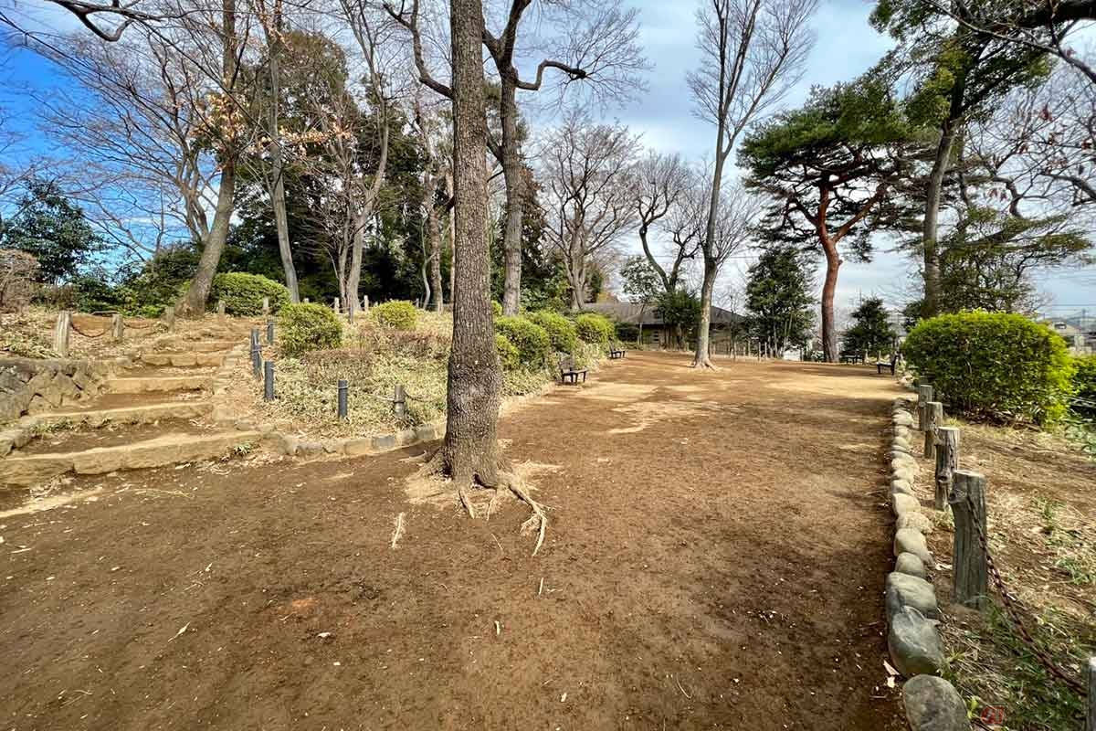 入り口から階段を上ると平場に出る。ここが郭の跡とされている。非常に分かりやすい城跡で城好きにはたまらない