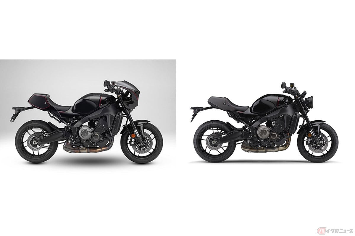 ヤマハ「XSR900」用のカウルキット装着車(左)。純正のカラーにあわせているため、違和感なく装備することが可能です