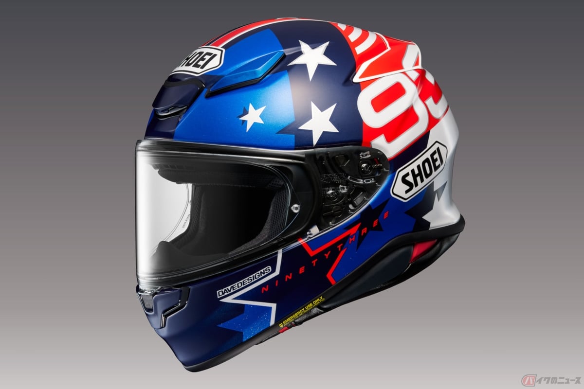 SHOEIのピュアスポーツフルフェイスモデル「Z-8」に追加されるNEWグラフィック「MARQUEZ AMERICAN SPIRIT」