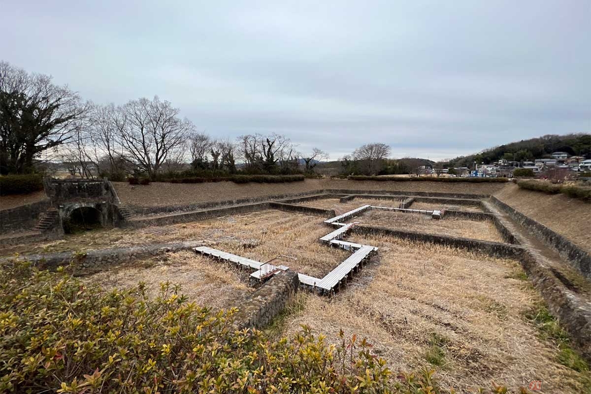 複雑に区分けされた貯木場内。雑草もかなり少なく、その全容を眺めることができた