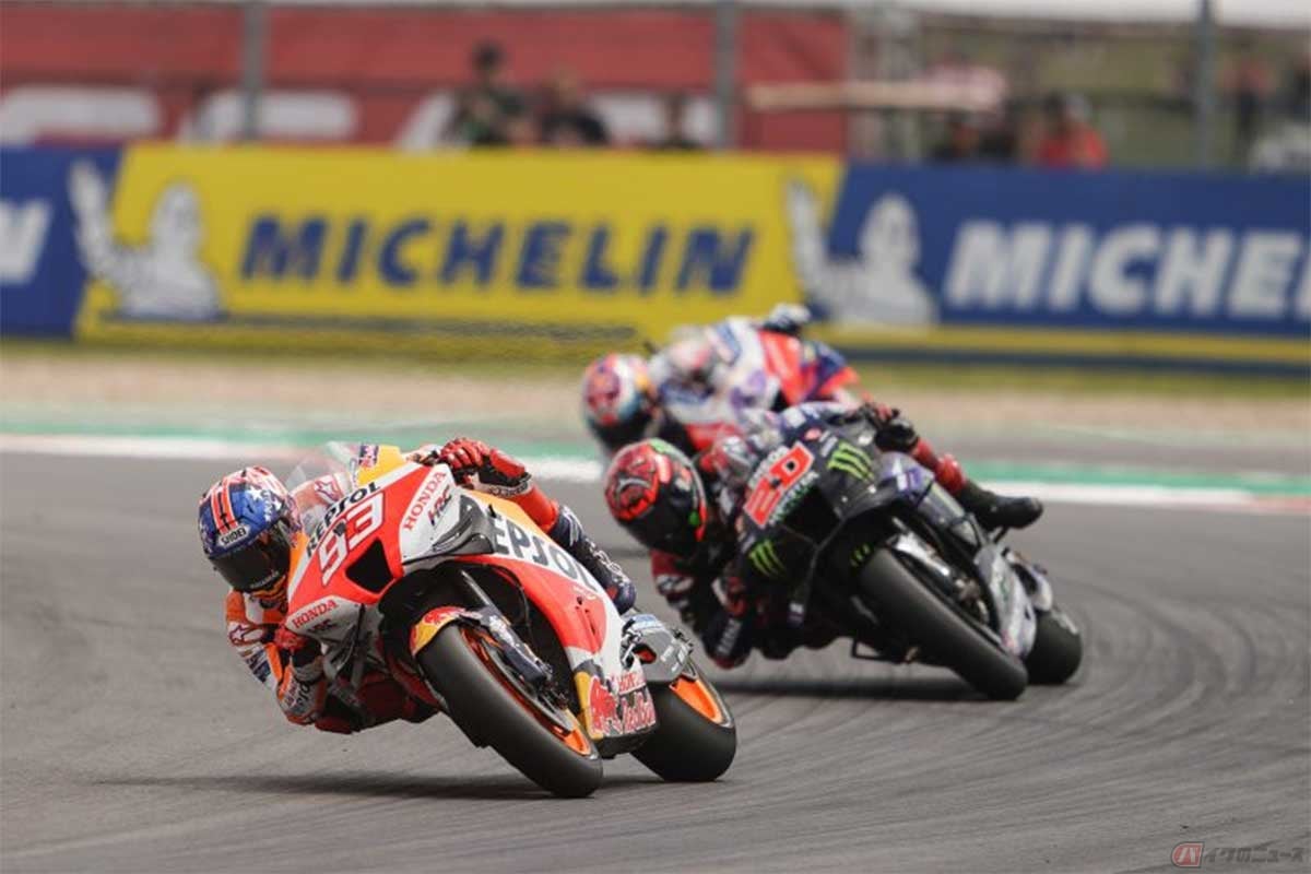 ホンダのファクトリーライダー、マルク・マルケス選手(#93)は今大会で欠場から復帰。スタートにトラブルが発生して最後尾に後退するも、驚異の追い上げで6位フィニッシュ