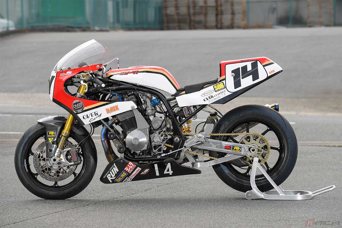 「OV-41」のモチーフはスズキ「GS1000R」だが、足まわりは現代的。ホイールは前後17インチで、リアサスペンションはボトムリンク式、フロントフォークは倒立式を採用する