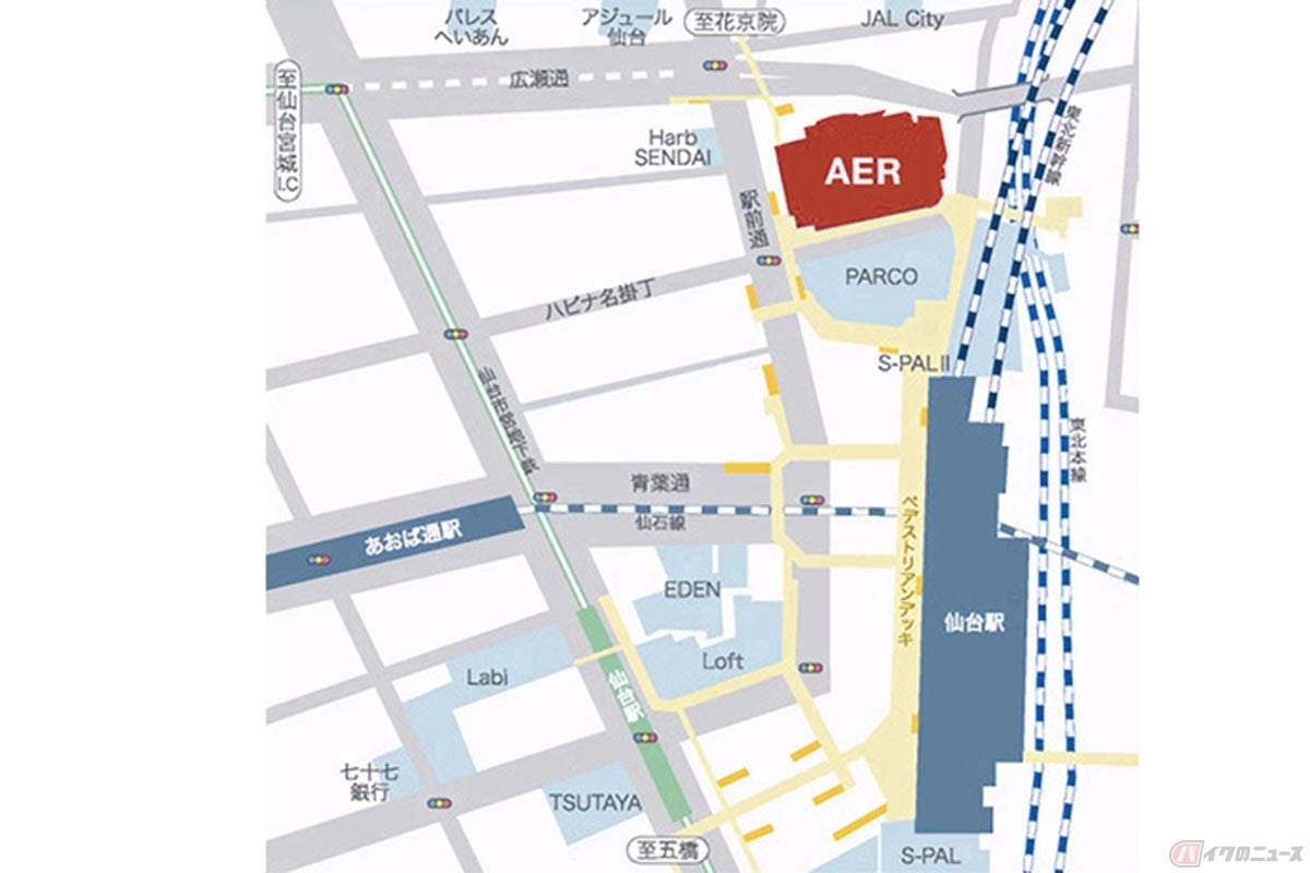 「スズキモーターサイクルコレクション2023」の会場となる仙台AER
