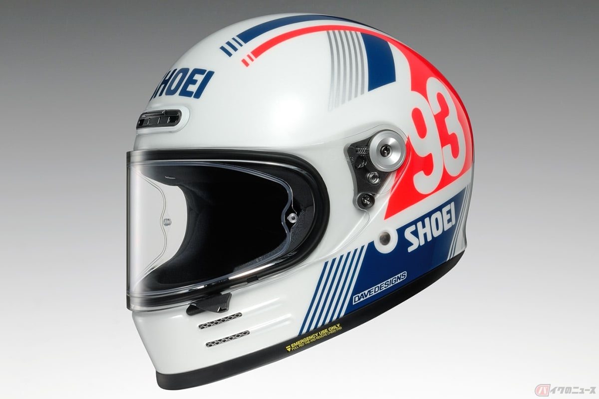 SHOEIのネオクラシックフルフェイス「Glamster」に追加されるマルケスレプリカモデル「MM93 RETRO(MM93 レトロ)」