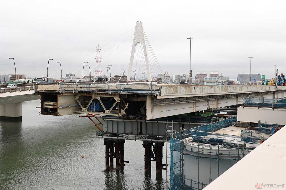 取り除かれた「旧・高速大師橋」。これから解体される（2023年6月9日撮影）