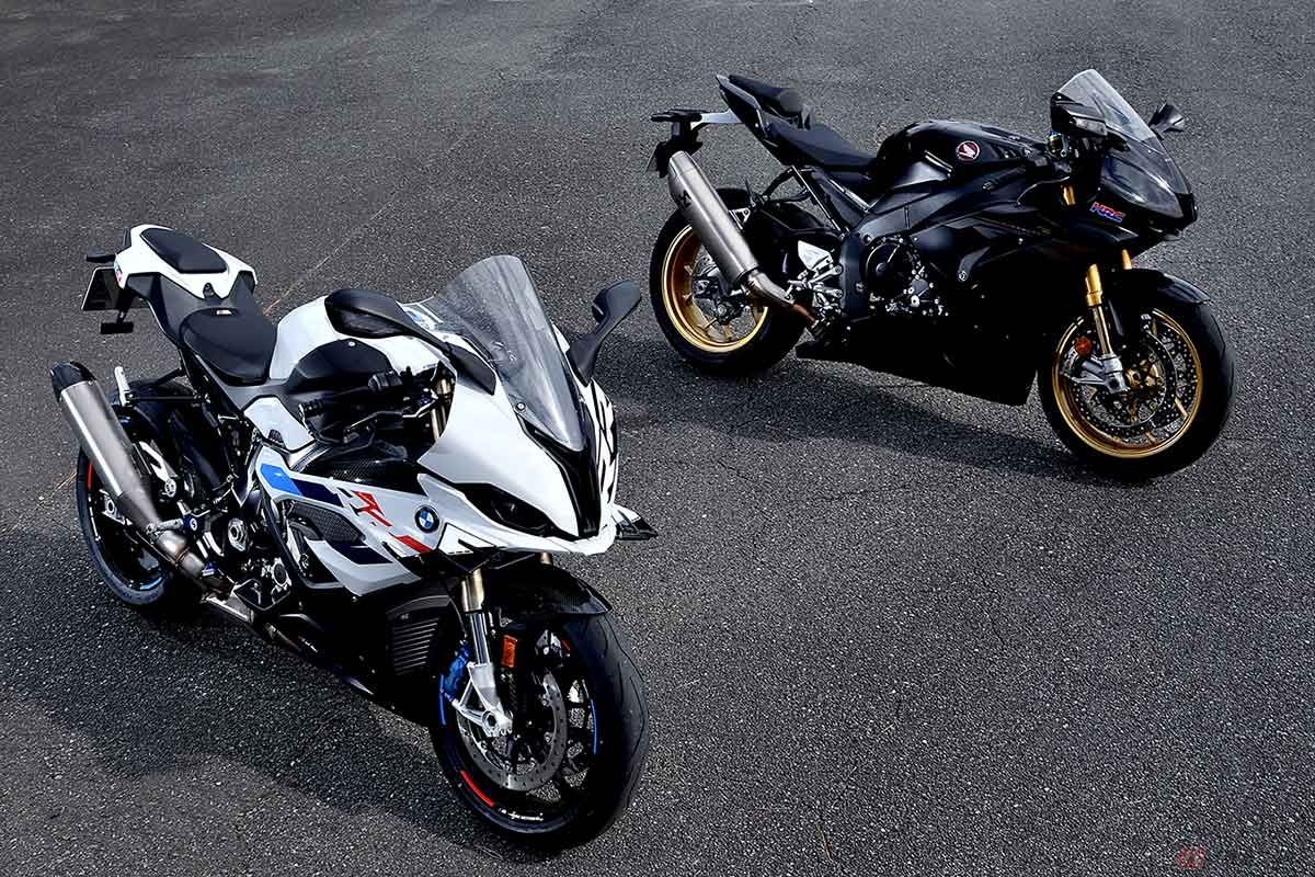 BMW Motorrad「S 1000 RR」（左）やホンダ「CBR1000RR-R FIREBLADE」など、スーパースポーツモデルに使用される燃料は無鉛プレミアムガソリン（ハイオク）が主流