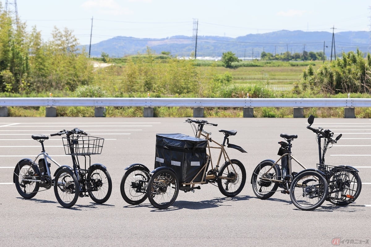 「noslisu(ノスリス)」シリーズ(左からnoslisu(電動アシスト自転車仕様)/noslisu cargo(電動アシスト自転車カーゴ仕様)/noslisu e(フル電動仕様))