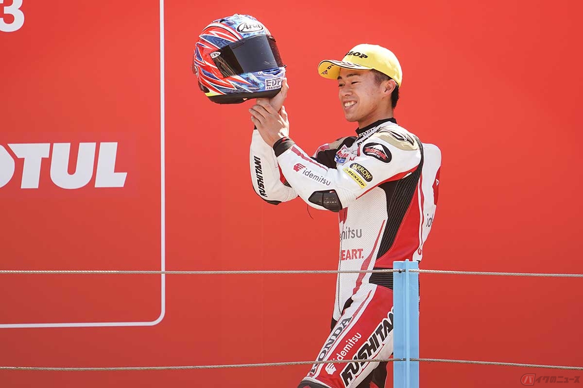 【MotoGP第8戦オランダGP】Moto2クラスで今季初の表彰台を獲得した小椋藍選手（#79／Idemitsu Honda Team Asia）
