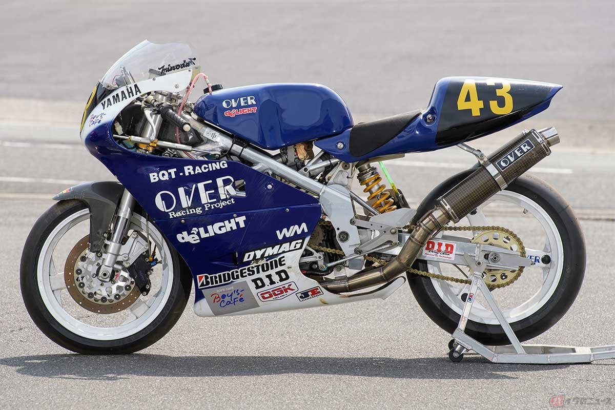 蓑田貴司選手のライディングで、1996年のユーロスーパーモノ選手権を制したOV-16。ヤマハ「XTZ750」用をベースとする水冷単気筒エンジンは、85ps前後をマーク