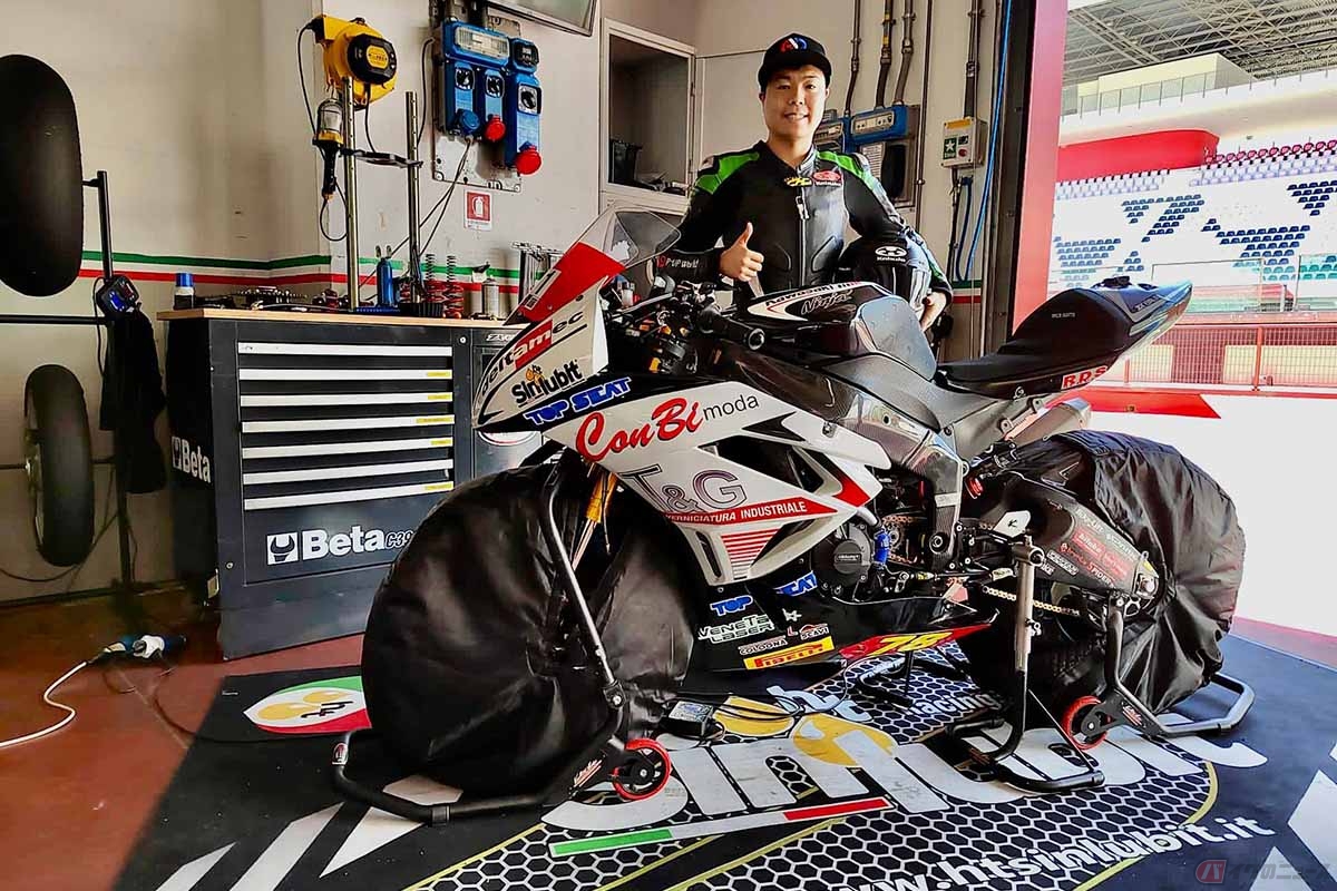 CIVイタリア選手権の公式テストに参加する大久保光選手