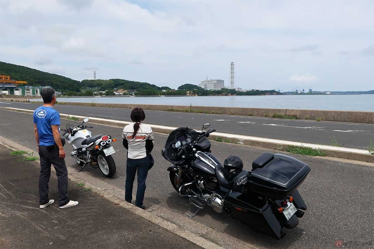 国道204号のバイパスの途中で、松浦市在住のSさんから松浦市の火力発電所の話を聞く