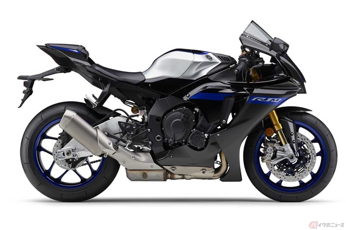 ヤマハ「YZF-R1M」はキャスターが24°00′でトレールが102mmとなっている。キャスター角は立っているが、トレール量は相応に長い