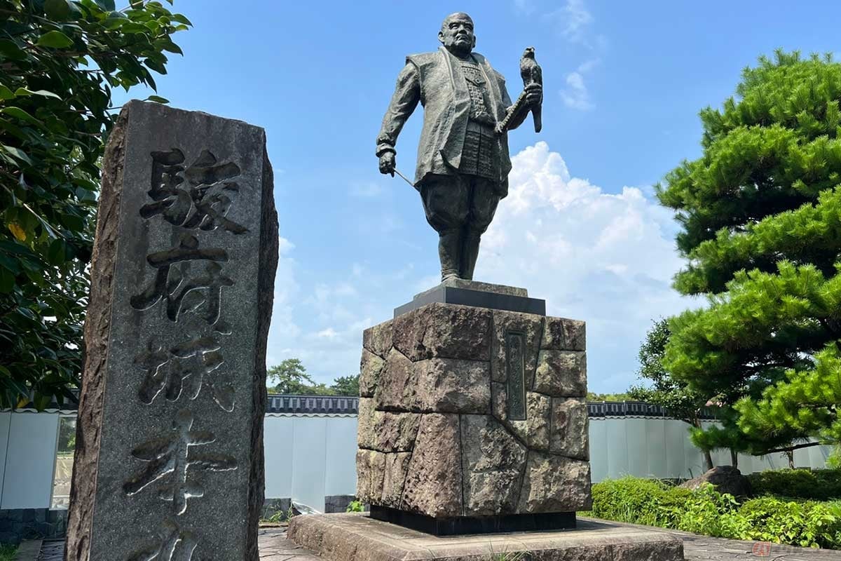 大御所時代の家康像は、鷹狩り用の鷹を手に掲げ、凛とした出で立ち。こう言ってはなんだが、どこか可愛らしくもあり、相当健康な老人であったことが想像できる
