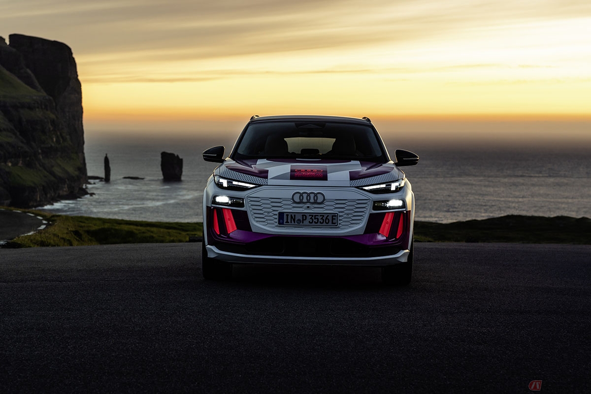 第2世代のデジタルOLEDテクノロジーを搭載した「Q6 e-tron」のマトリクスLEDヘッドライトのシグネチャーパターン
