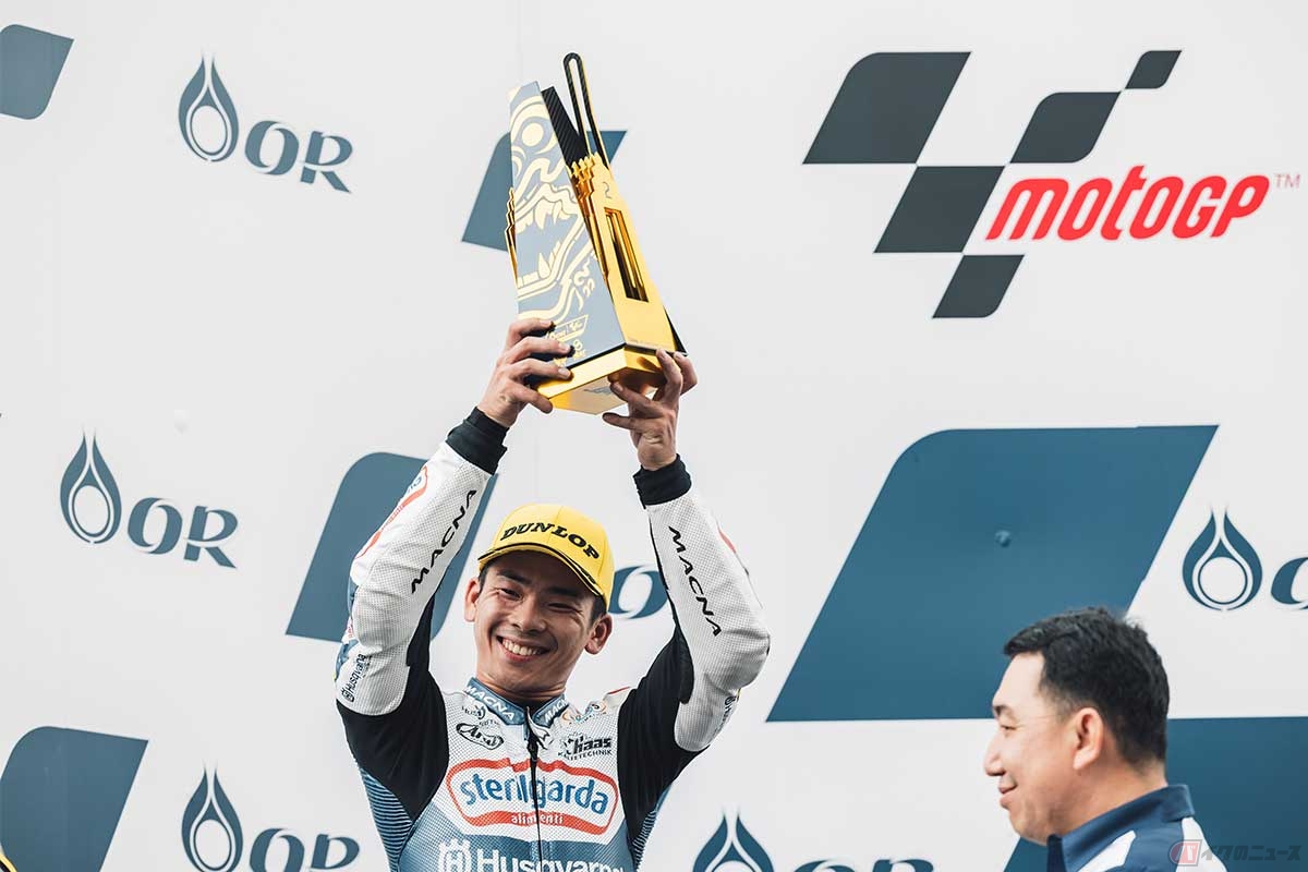 ハスクバーナを駆り、Moto3クラスに参戦する佐々木歩夢選手(ステリルガルダ・マックス・レーシング・チーム)。タイGPで2位表彰台を獲得した
