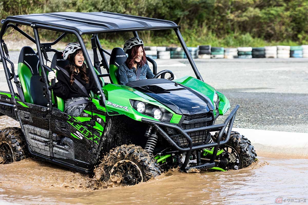 「オートポリスオフロードバギーヴィレッジ」(大分県)でカワサキのオフロード四輪車を体験できる(プレオープンは同乗体験)