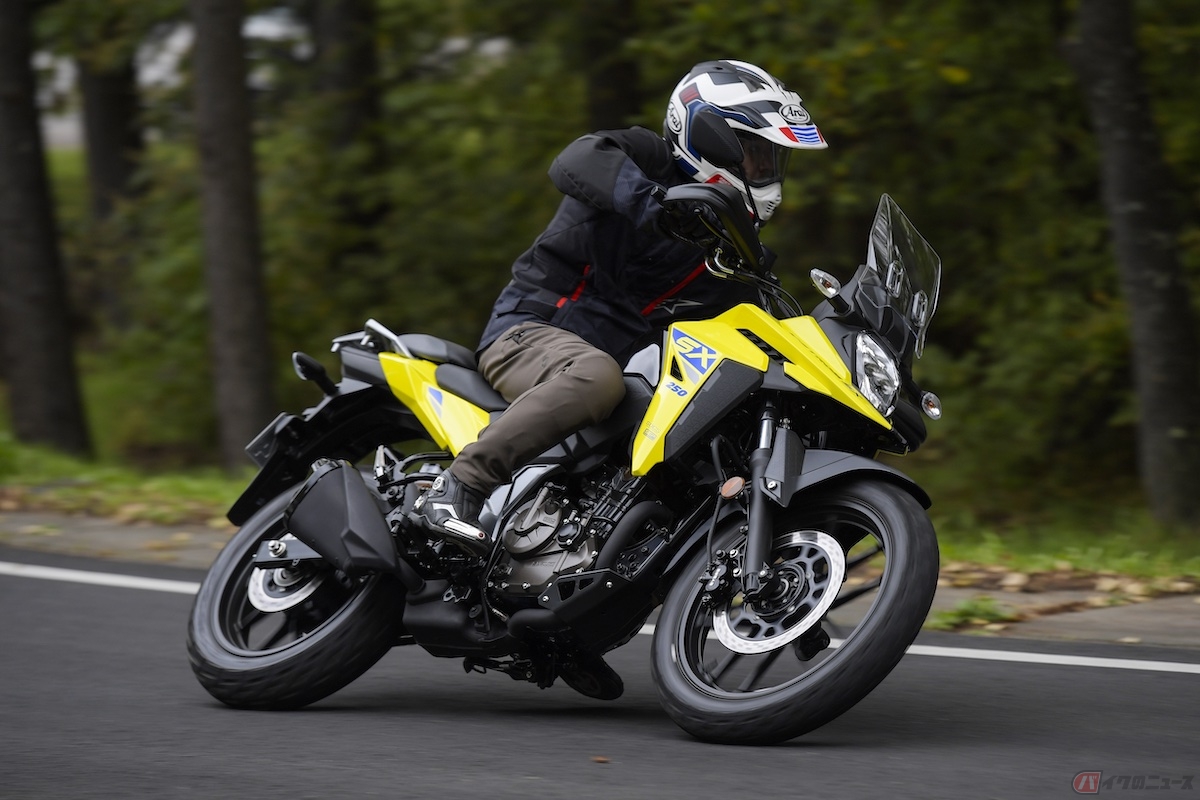 フロント19インチの『Vストローム250SX』のハンドリングは、『Vストローム250』より軽快
