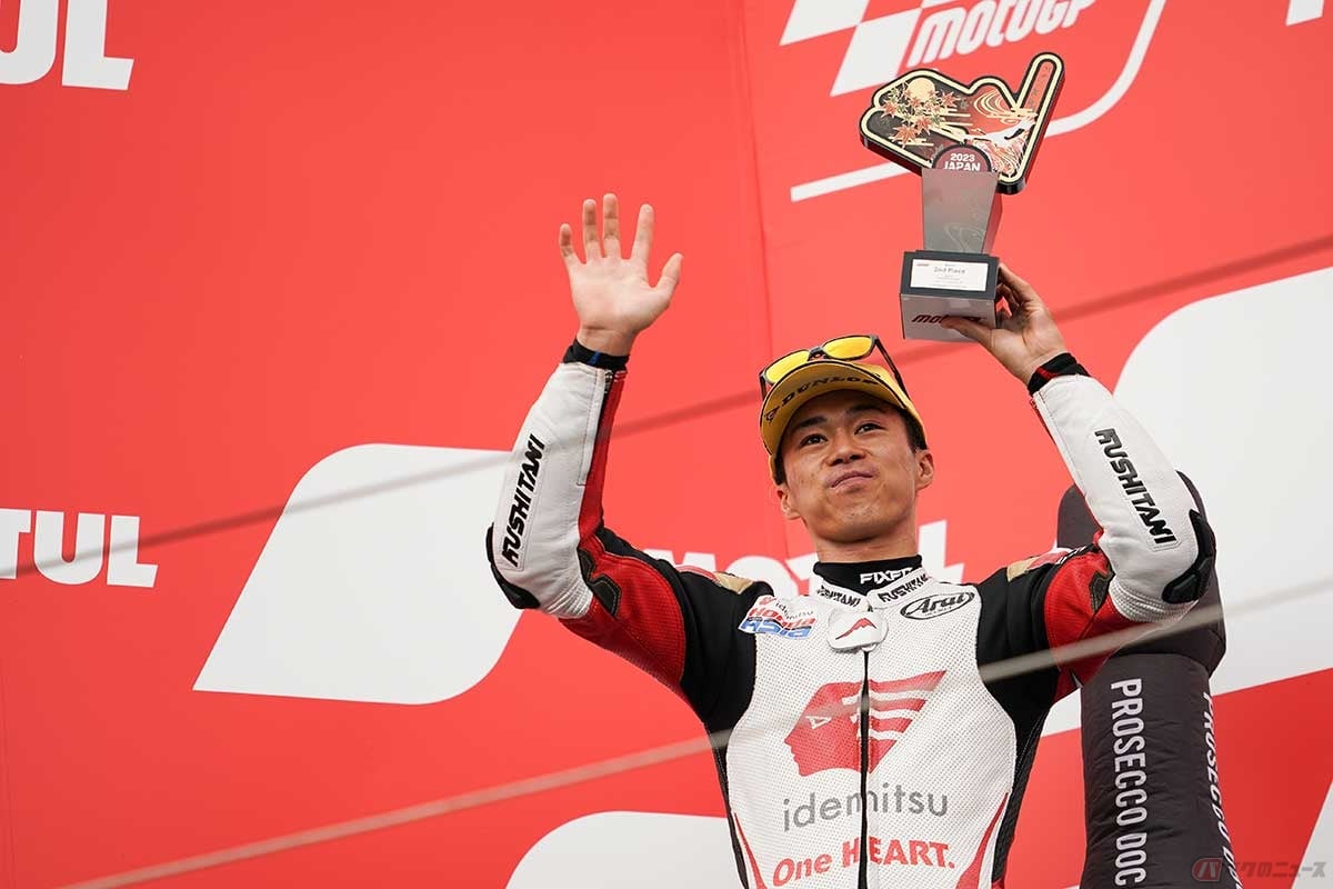 MotoGP第14戦日本GPでMoto2クラス2位表彰台を獲得した小椋藍選手(#79/Idemitsu Honda Team Asia)