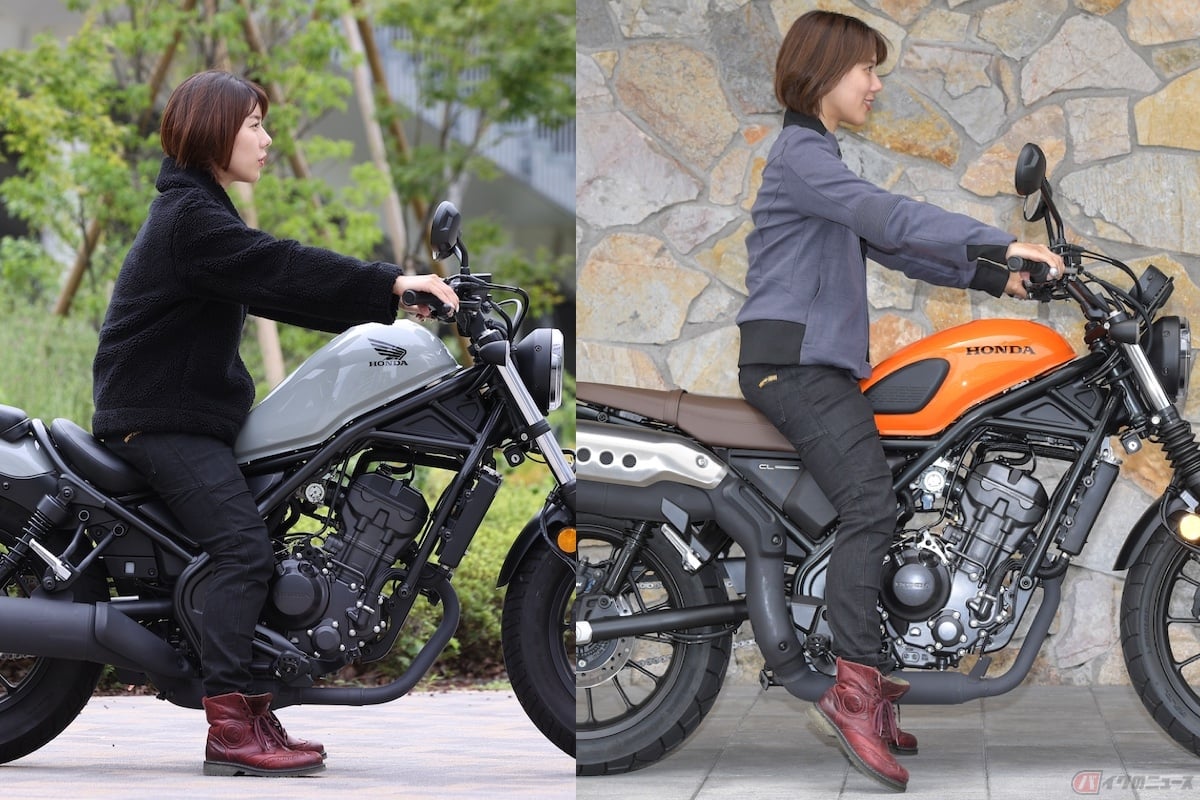 『レブル250』はシート高が690mm、『CL250』はシート高が790mm