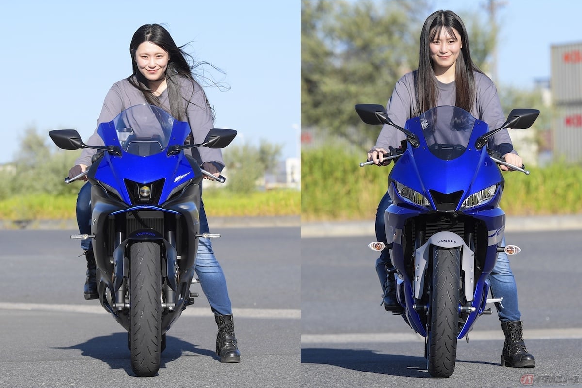 R7はウィンカーも細くスタイリッシュで漢らしい見た目、R3はフロント全体が丸っこく柔らかい印象
