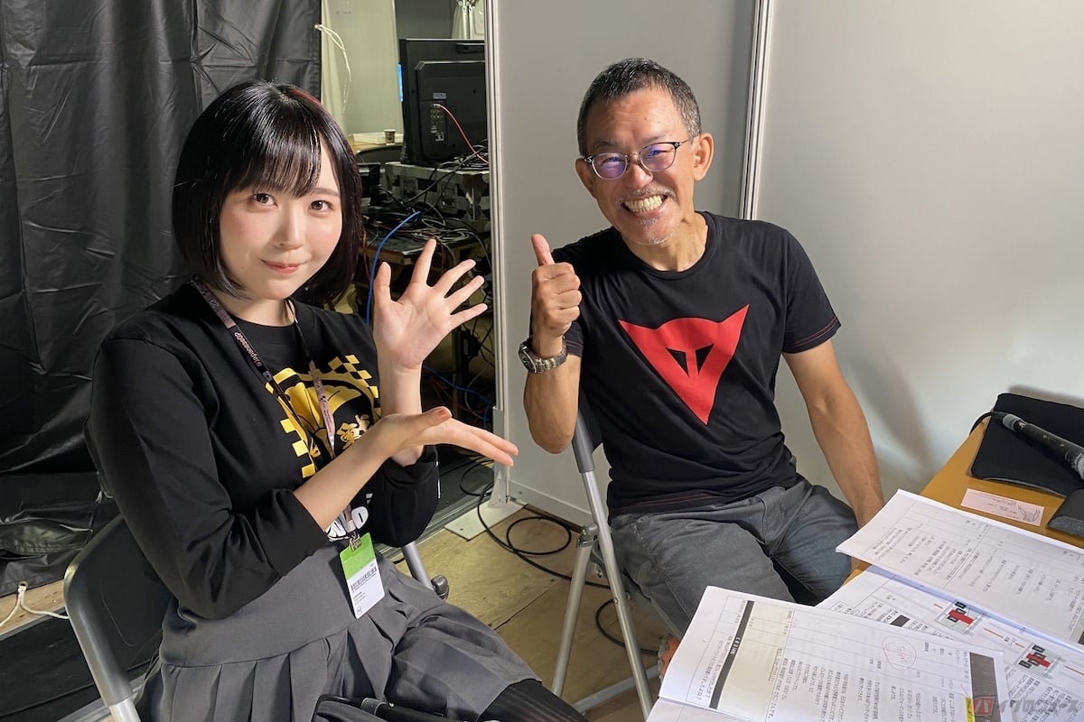 朝から元ロードレース世界選手権ライダーの上田昇さんと場内放送を行いました