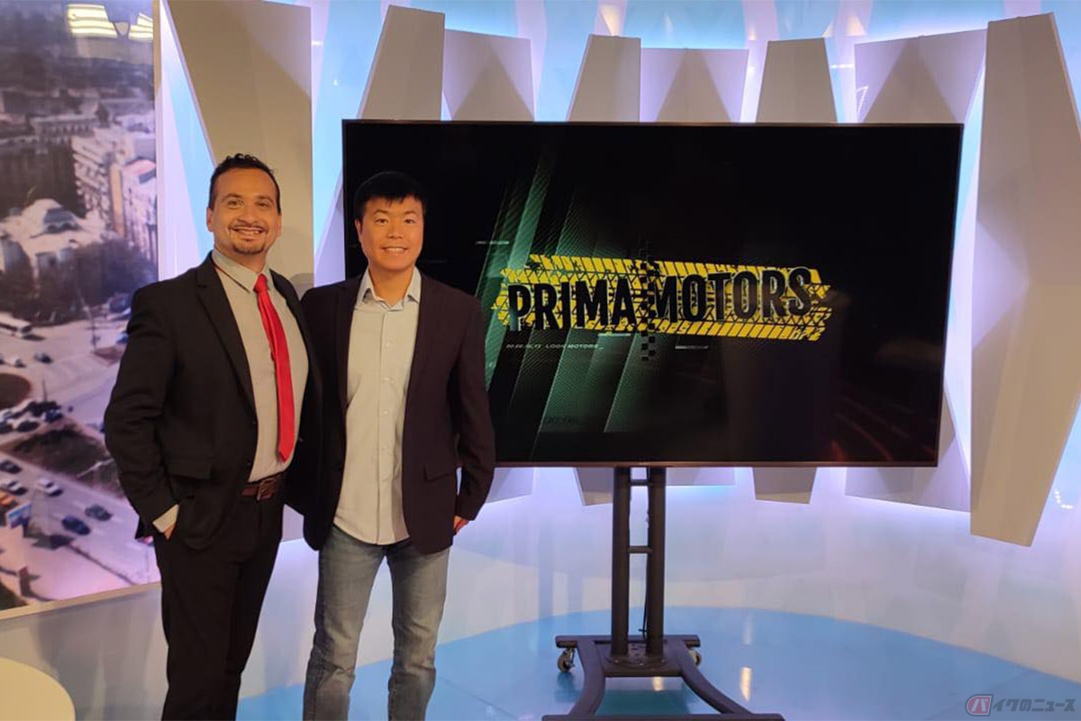 ルーマニアのTV番組「PRIMA MOTORS」にゲスト出演する大久保光選手