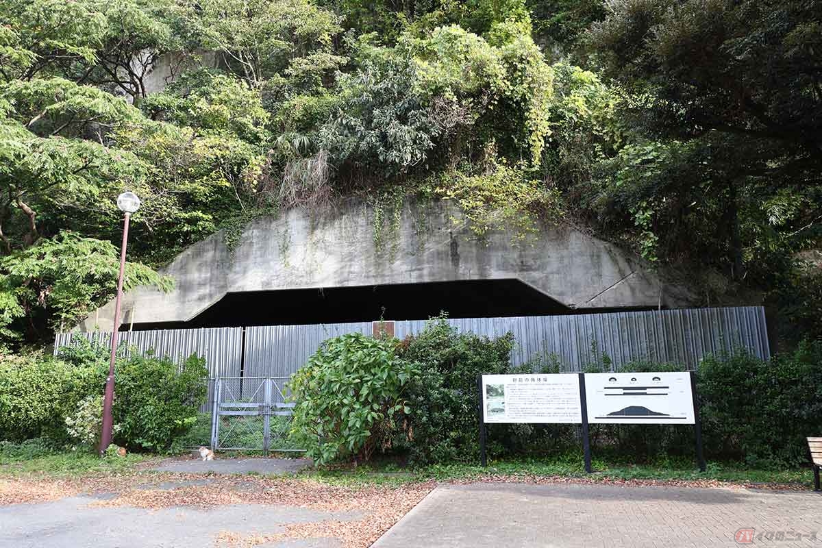 「野島山」をくり抜いた「野島掩体壕」。太平洋戦争末期の遺構で、一度も使われることなく終戦を迎えた