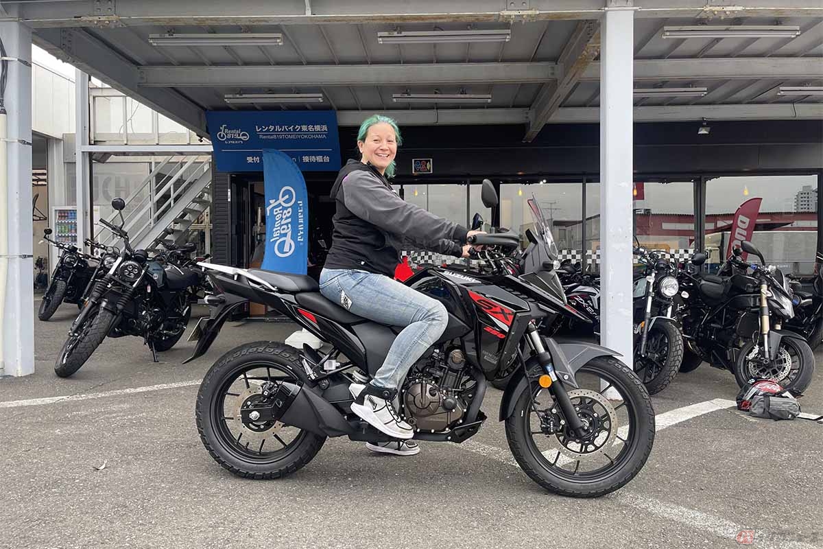 スズキ「Vストローム250SX」の足つき(身長170㎝)