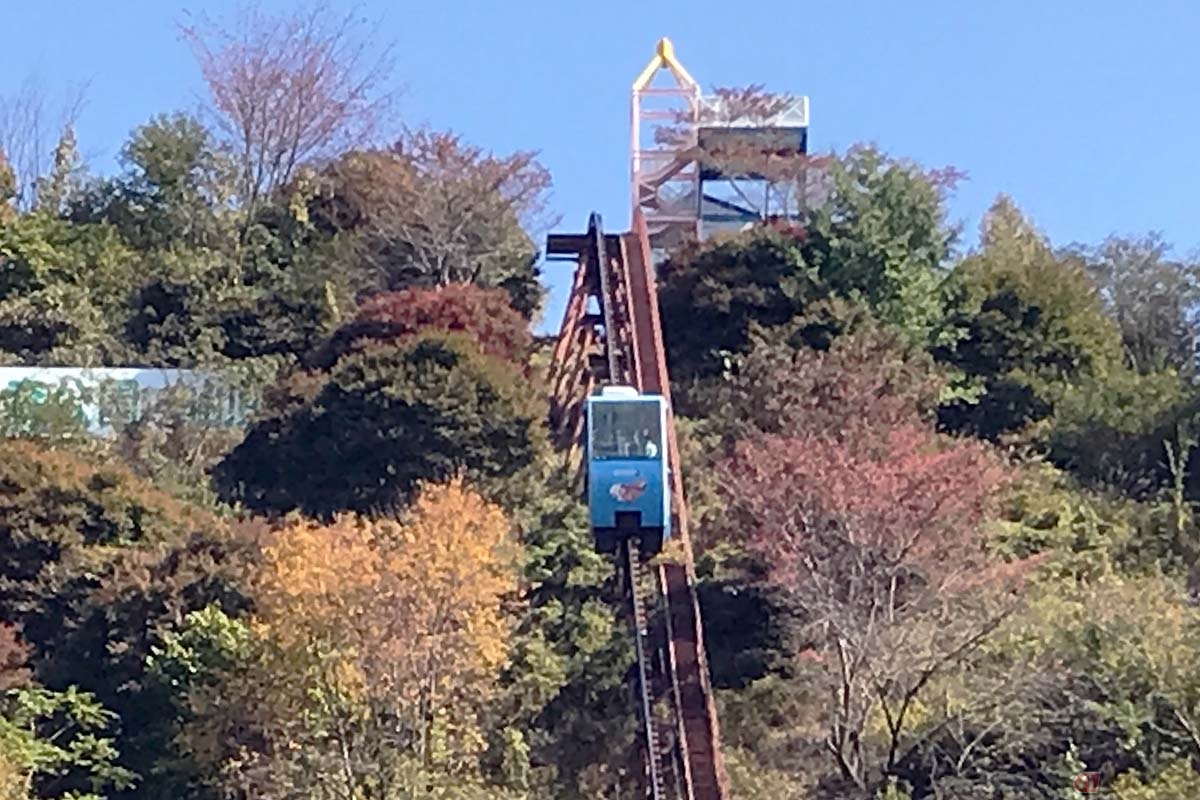リフトカー「こいのぼり号」が高低差およそ100mの急勾配を登っていく様子には惚れ惚れしました